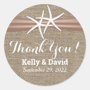 Adesivo Starfish Rustic e Burlap Wedding Favor