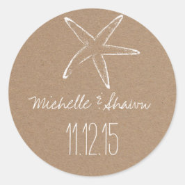 Adesivo Starfish Rustic Kraft Paper Casamento Favor