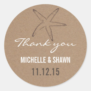 Adesivo Starfish Rustic Kraft Paper Casamento Favor