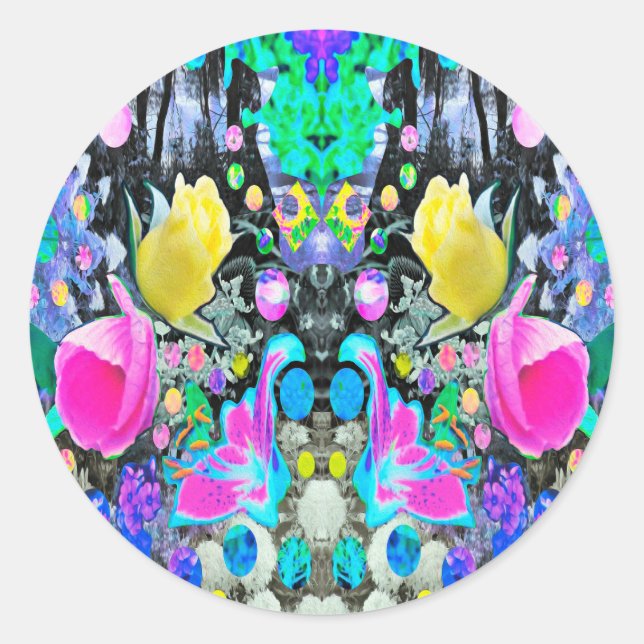 Adesivo Stargazer Lily, Rosa e Colagem de Hibiscus Rosa (Frente)