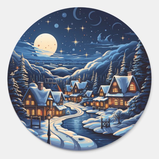Adesivo Starry Christmas Village By Night Sticker (Frente)