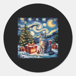 Adesivo Starry Night Christmas Non-pedigreed Cat Van Gogh