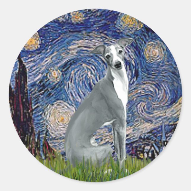 Adesivo Starry Night-Italiana Greyhound 4 (Sessão) (Frente)