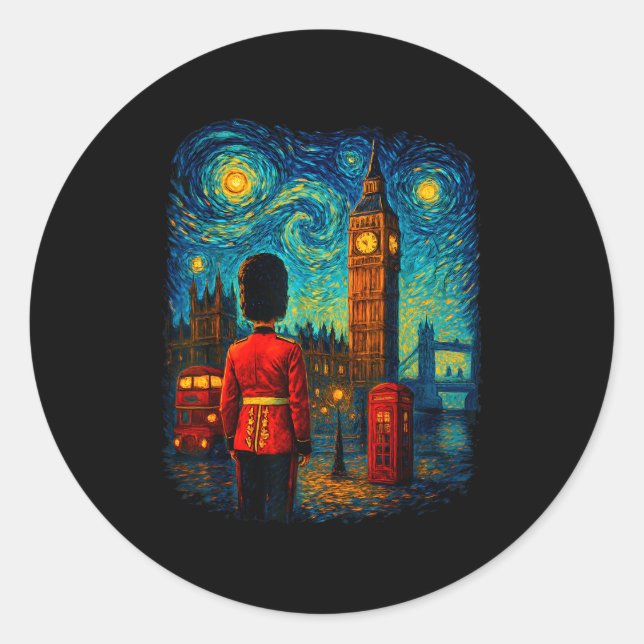 Adesivo Starry Night London Red Telephone Box Queen's Guar (Frente)