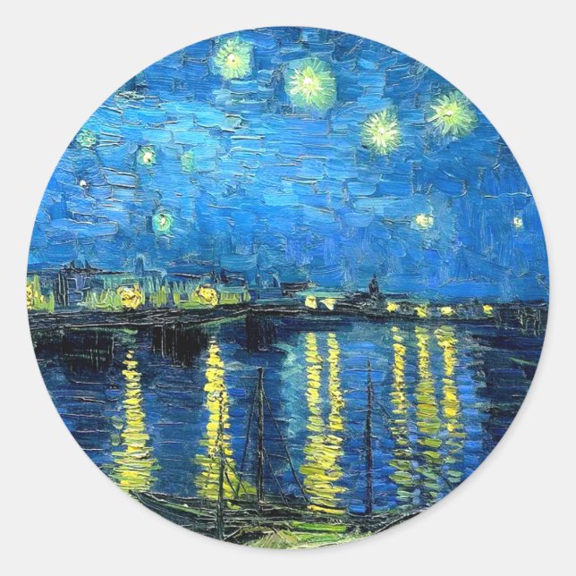 Adesivo Starry Night Over the Rhone (1888) Van Gogh Art (Frente)