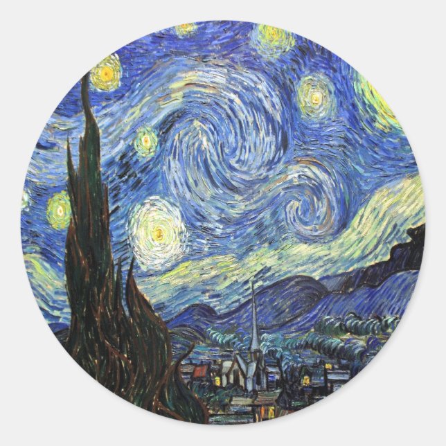 Adesivo Starry Night Por Vincent Van Gogh 1889 (Frente)