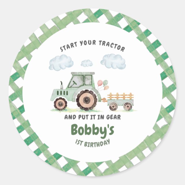 Adesivo Start Your Tractor 1st Birthday (Frente)