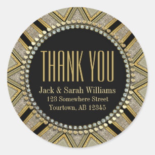 Adesivo Starzi Art Deco Dourado Preto Obrigado Palavras Re