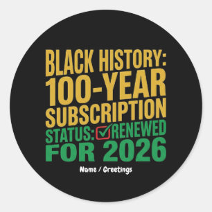 Adesivo Status da Assinatura do Histórico Negro de 100 Ano