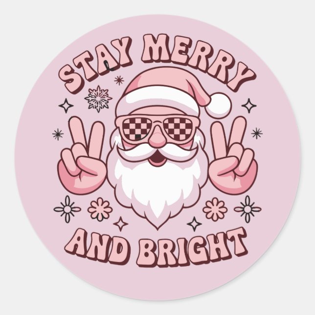 Adesivo Stay Merry And Bright Christmas Ugly Xmas  (Frente)