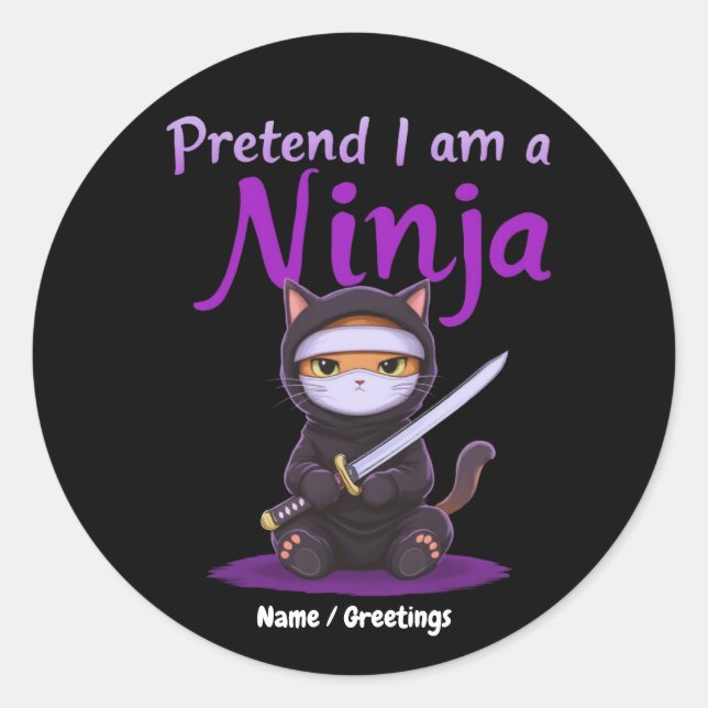 Adesivo Stealthy Ninja Cat Masked Kitty Warrior Pun (Frente)