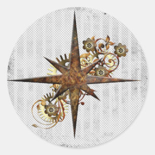 Adesivo Steampunk Compass Star Grunge