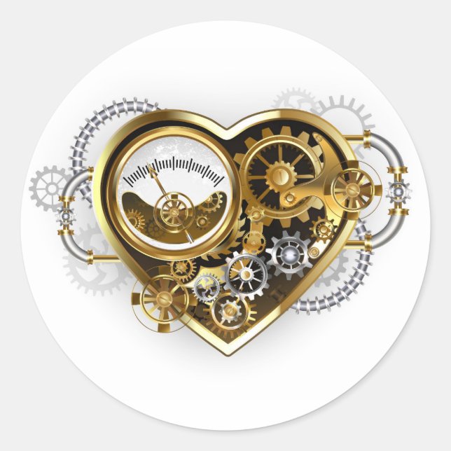 Adesivo Steampunk Heart with a Manometer (Frente)