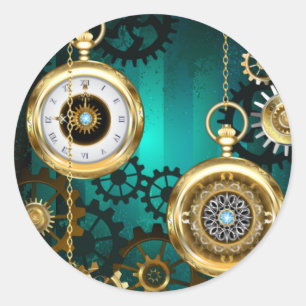Adesivo Steampunk Jewelry Watch em um fundo verde