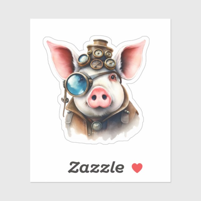 Adesivo Steampunk Pig (Folha)
