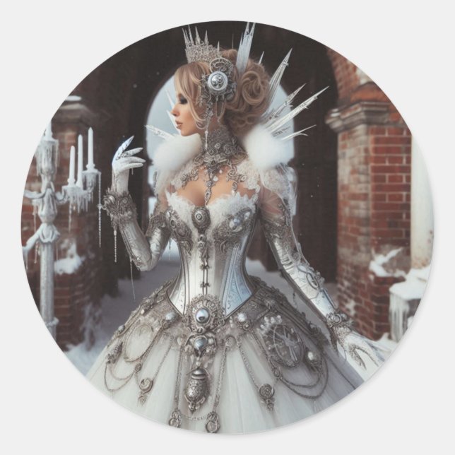 Adesivo Steampunk Victorian Industrial Winter Ice Queen (Frente)