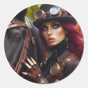 Adesivo Steampunk Victorian Lady Dark Rider