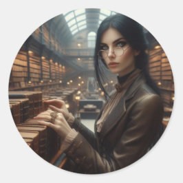 Adesivo Steampunk Vintage Victorian Lady Librarian
