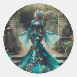 Adesivo Steampunk Vintage Victorian Lady Teal Mermaid