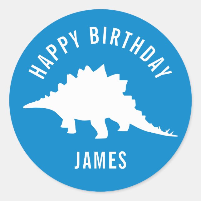 Adesivo Stegosaurus Happy Birthday Party Sticker (Frente)