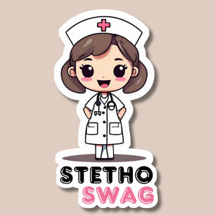 Adesivo Stetho Swag Kawaii Style Enfermeira à Prova de Águ