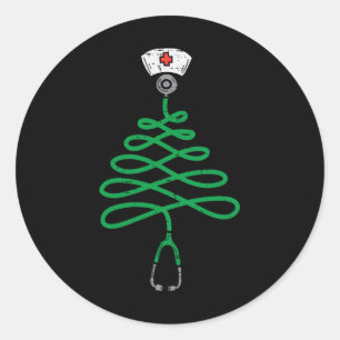 Adesivo Stethoscope Árvore de Natal Enfermeira de Natal T