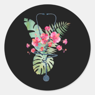 Adesivo Stethoscope Tropical Flowers Summer Aloha Hawaii R
