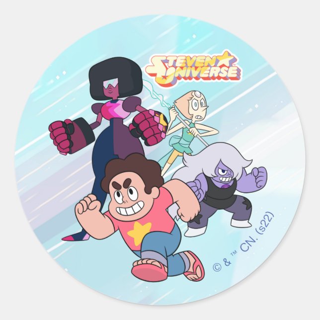 Adesivo Steven Universe | Ação do grupo Crystal Gem (Frente)