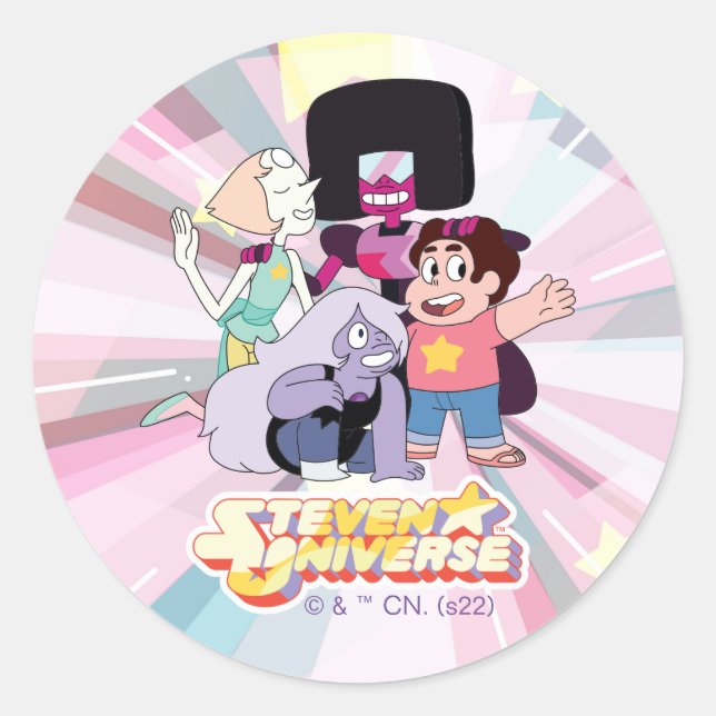 Adesivo Steven Universe | Grupo Crystal Gem Huddle (Frente)