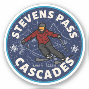 Adesivo Stevens Pass, cordilheira cascata trilha de esqui