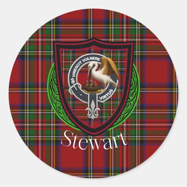 Adesivo Stewart Scottish Clan Tartan & Crest (Frente)