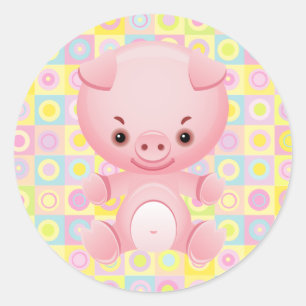 Adesivo Stic de padrão rosa de porco Kawaii