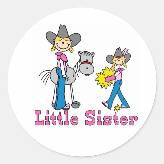 Adesivo Stick CowGirl Little Sister Classer Round Sticker (Frente)