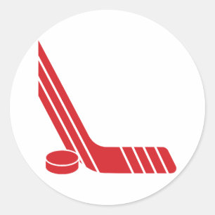 Adesivo Stick de hóquei no gelo e puck vermelho minimalist