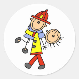 Adesivo Stick Figure Firefighter Saving Livers Stickers