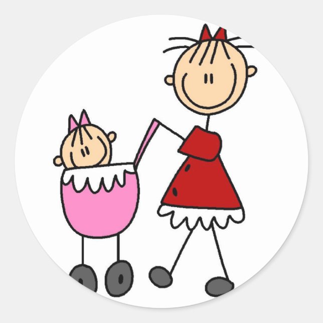 Adesivo Stick Figure Mãe E Baby Sticker (Frente)