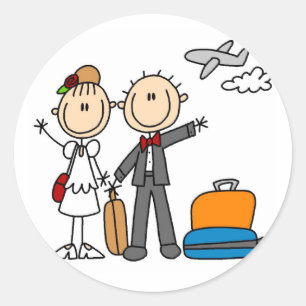 Adesivo Stick Figure Wedding Honeymoon T-shirts e presente