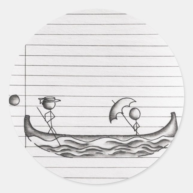 Adesivo Stick Figures num barco Gondola (Frente)