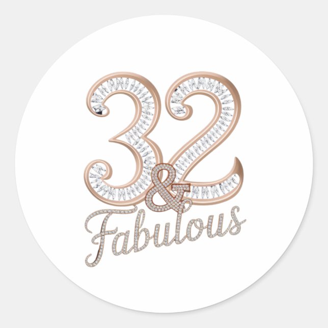 Adesivo Sticker - 32 e fabuloso (Frente)