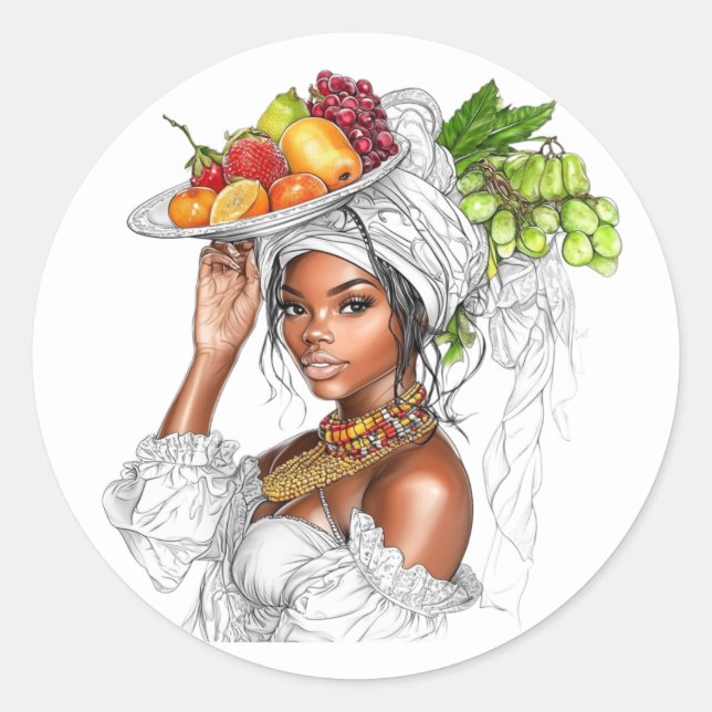 Adesivo Sticker. Beautiful girl with fruits (Frente)