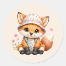 Sticker Bébé Renard Aquarelle | Baby Fox Sticker