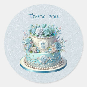 Adesivo Sticker Blue Cake Flowers