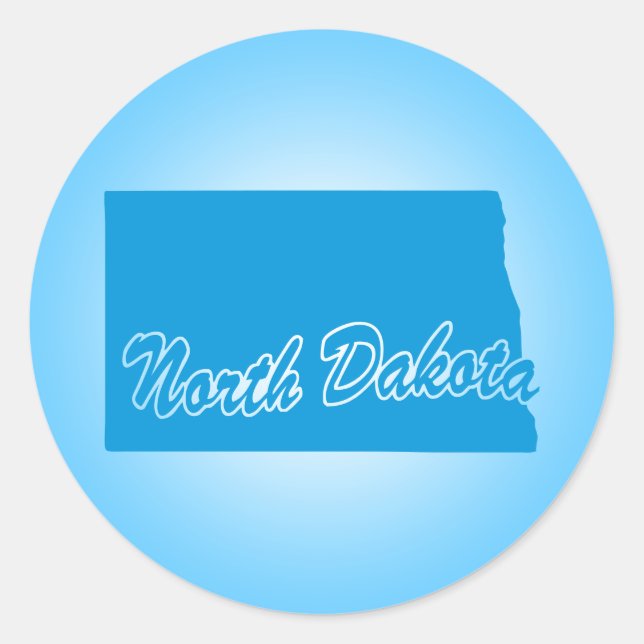 Adesivo Sticker Clássico Round de Dakota do Norte (Frente)