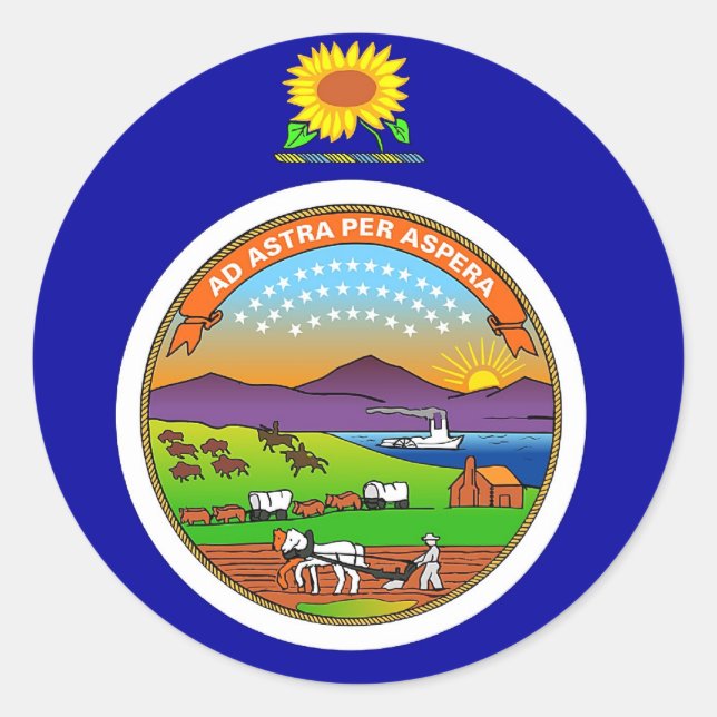 Adesivo Sticker com Bandeira do Kansas (Frente)