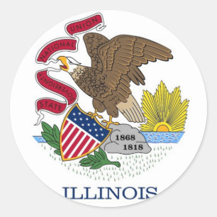 Adesivo Sticker com Flag de Illinois