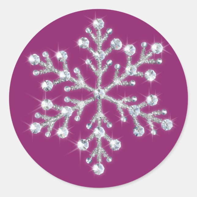 Adesivo Sticker cristalino com floco de neve (magenta) (Frente)