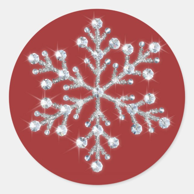Adesivo Sticker cristalino com floco de neve (vermelho) (Frente)