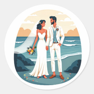 Adesivo Sticker de Amor de Casamento de Praia