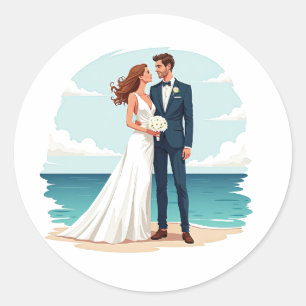 Adesivo Sticker de Amor de Casamento de Praia