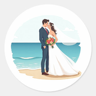 Adesivo Sticker de Amor de Casamento de Praia